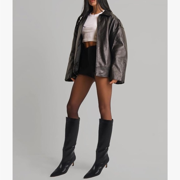 Mango Elegant Black Knee-High Women's Boots